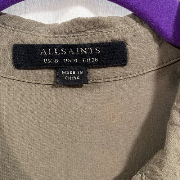 All Saints Women's Green Itaca Sleeveless Shirt Dress US Size‎ 4 - Picture 3 of 7